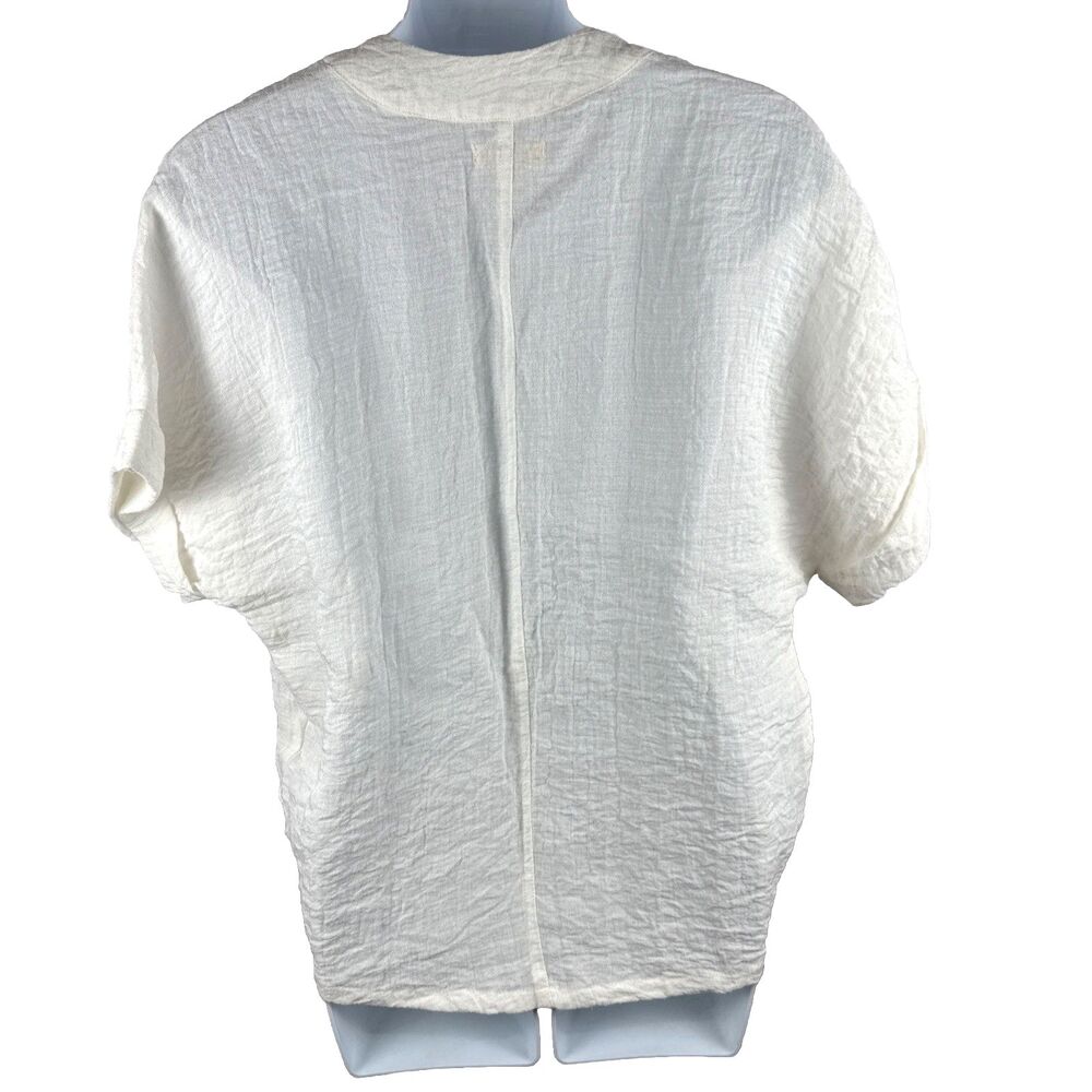 Silence + Noise Urban Outfitters XS Off-White Crinkle Rayon Deep V Pocket Top - Picture 5 of 8